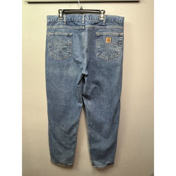 Carhartt B17 DST Relaxed Fit Denim Blue Jeans Mens 40x34 Workwear 5 Pocket - Picture 2 of 9